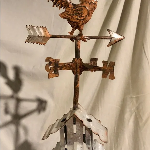 2 foot tall  Rooster Weather Vane candle holder all metal tin - Picture 6 of 11